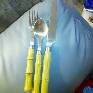 SET OF  3 VINTAGE BAMBOO  INDIAN  HAND MADE SILVER WEAR.